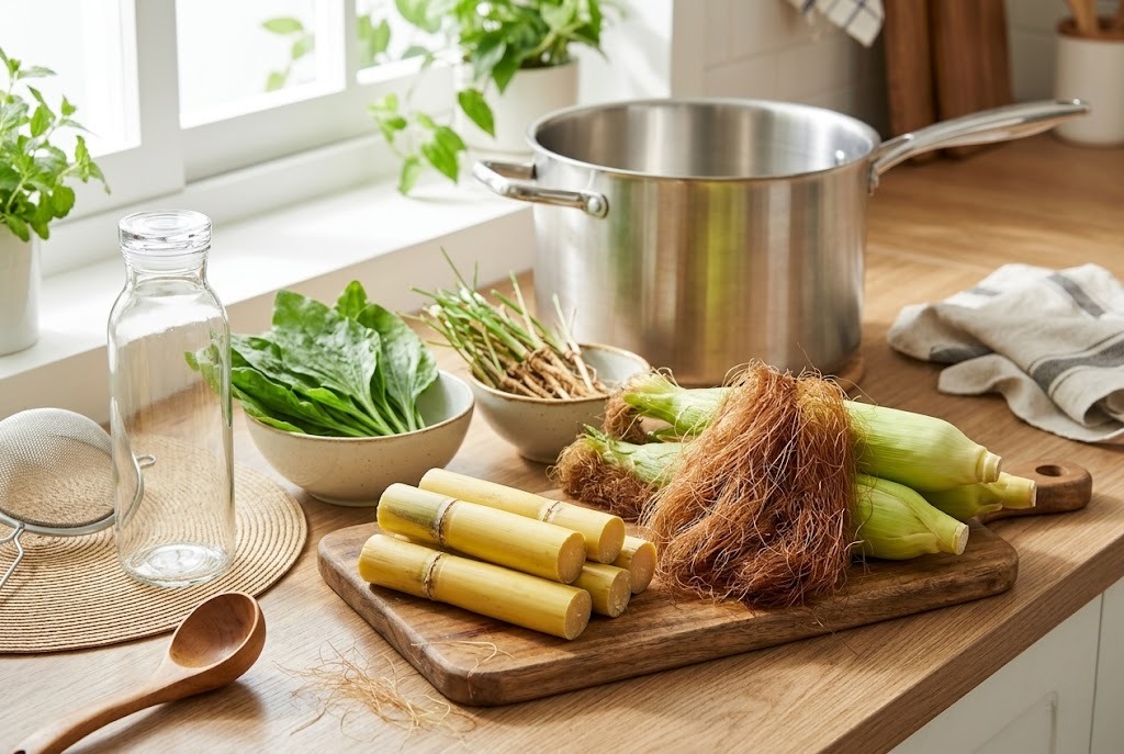 Chuẩn bị nguyên liệu tươi mới là bước quan trọng đầu tiên trong cách làm nước râu ngô